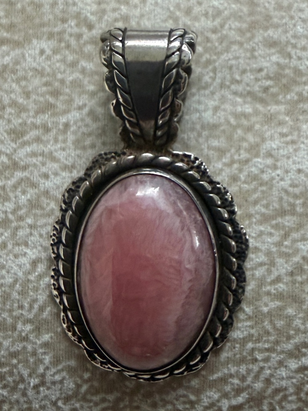 • VTG Carolyn Pollack Sterling Silver Pink Rhodochrosite Pendant Signed 925